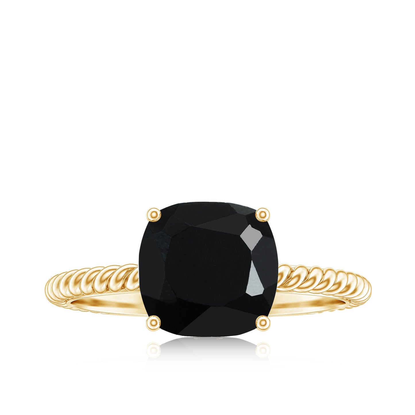 2.8 Carat Cushion Cut Lab Grown Black Diamond Engagement Ring with Surprise White Diamond