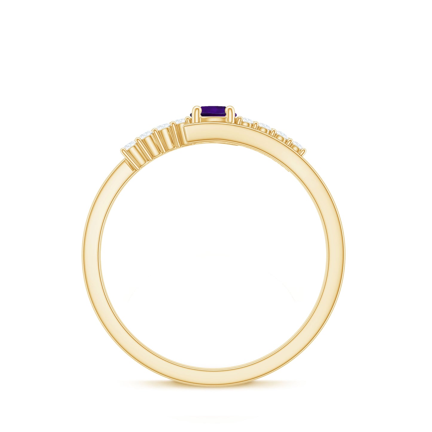 Real Amethyst and Diamond Bypass Promise Ring with Certificate