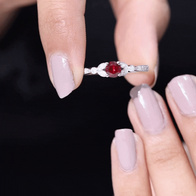 Lab-Lab Grown Ruby and Diamond Minimal Promise Ring
