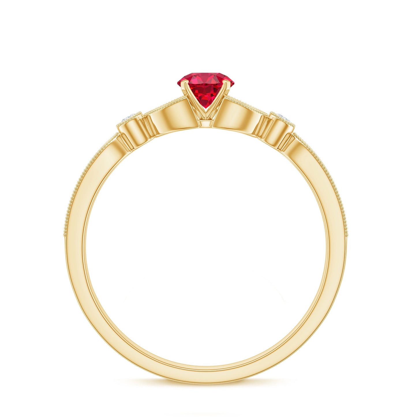 Lab-Lab Grown Ruby and Diamond Minimal Promise Ring