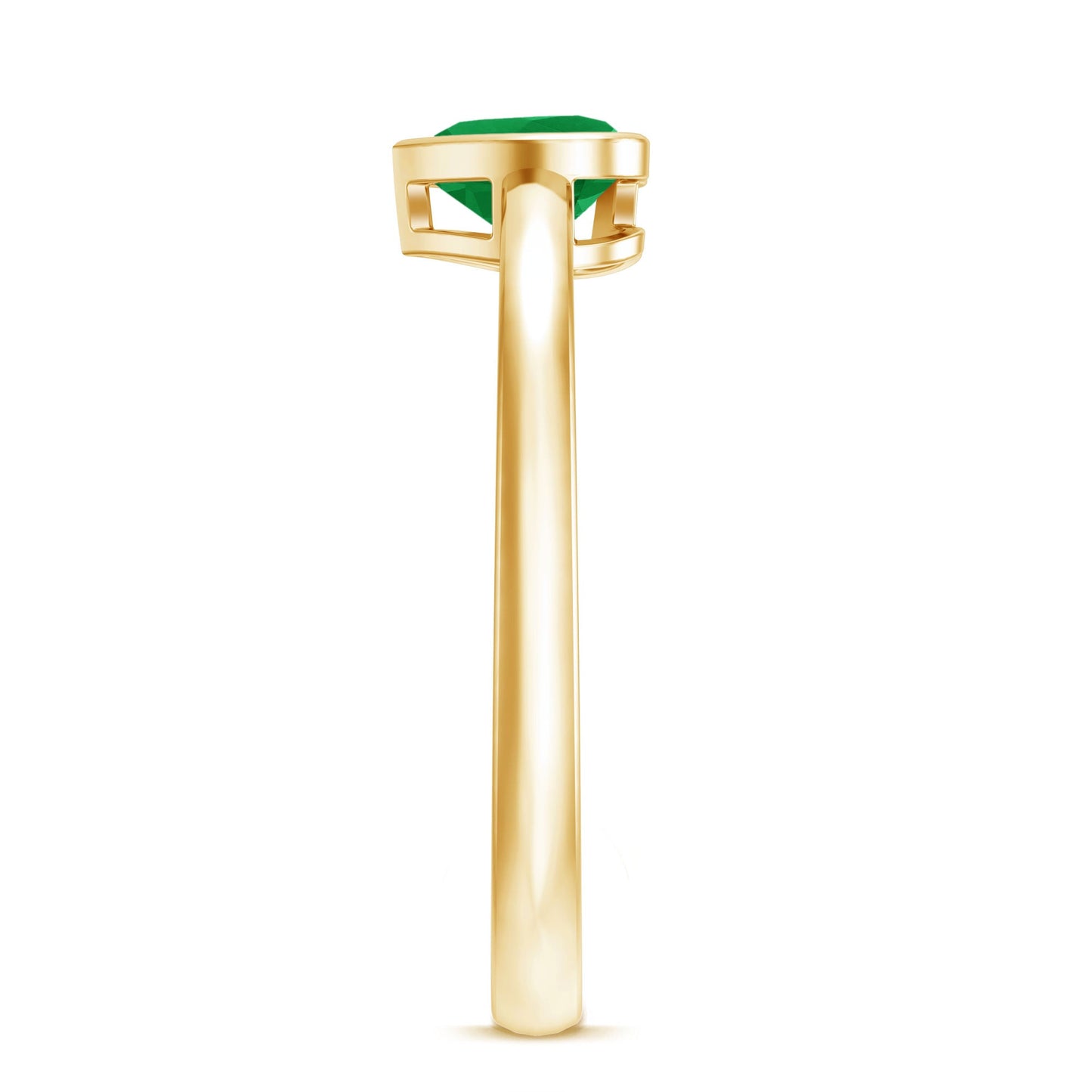 Real Emerald Heart Solitaire Ring in Bezel Setting