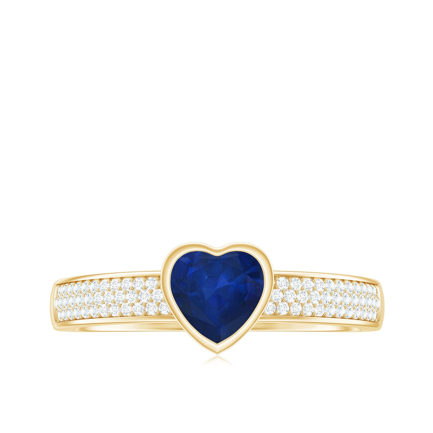 0.6 Carat Blue Sapphire Heart Solitaire Engagement Ring with Pave Diamond