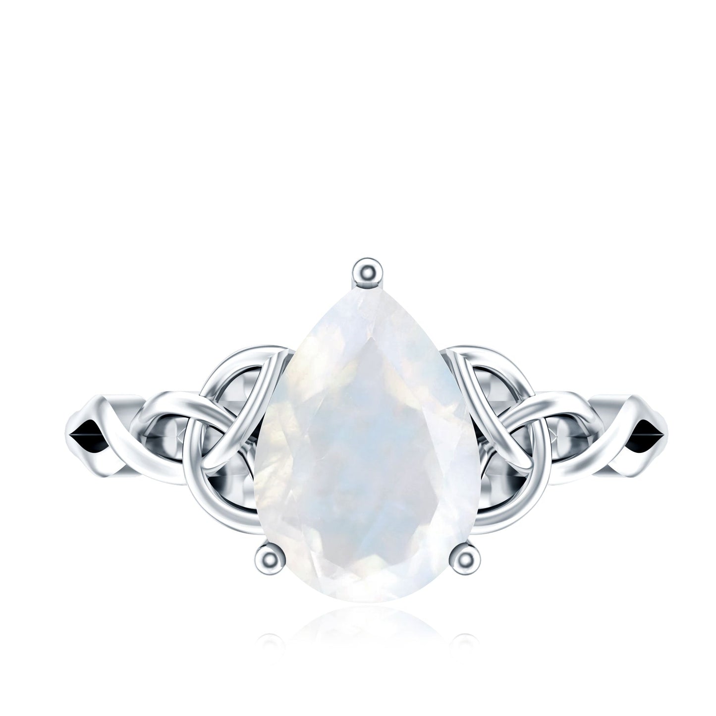 Pear Shaped Moonstone Solitaire Engagement Ring with Celtic Band