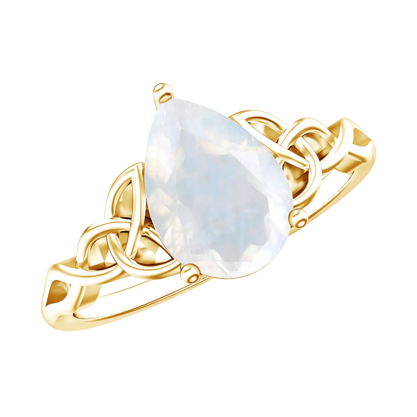Pear Shaped Moonstone Solitaire Engagement Ring with Celtic Band