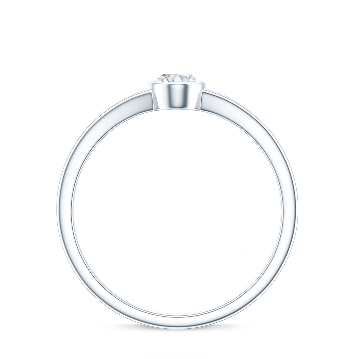 Bezel Set Oval Cut Moissanite Promise Ring in Split Shank