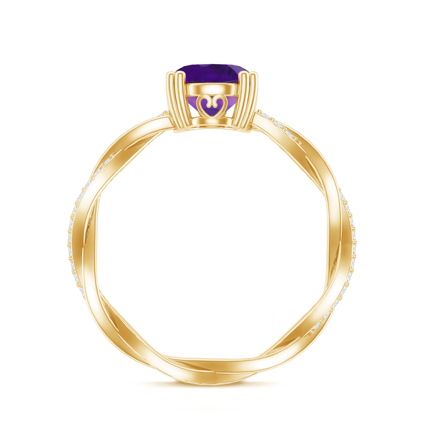 2.5 Carat Amethyst Oval Engagement Ring with Diamond Braided Shank