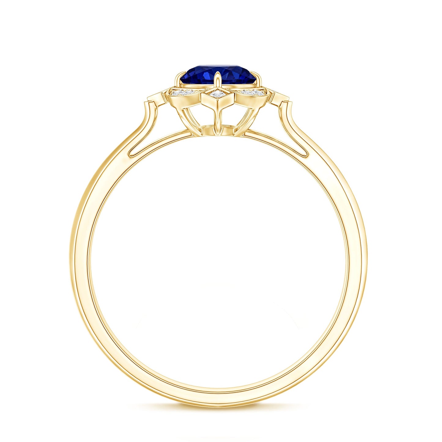 Vintage Style 0.6 Carat Lab Grown Blue Sapphire Engagement Ring with Diamond