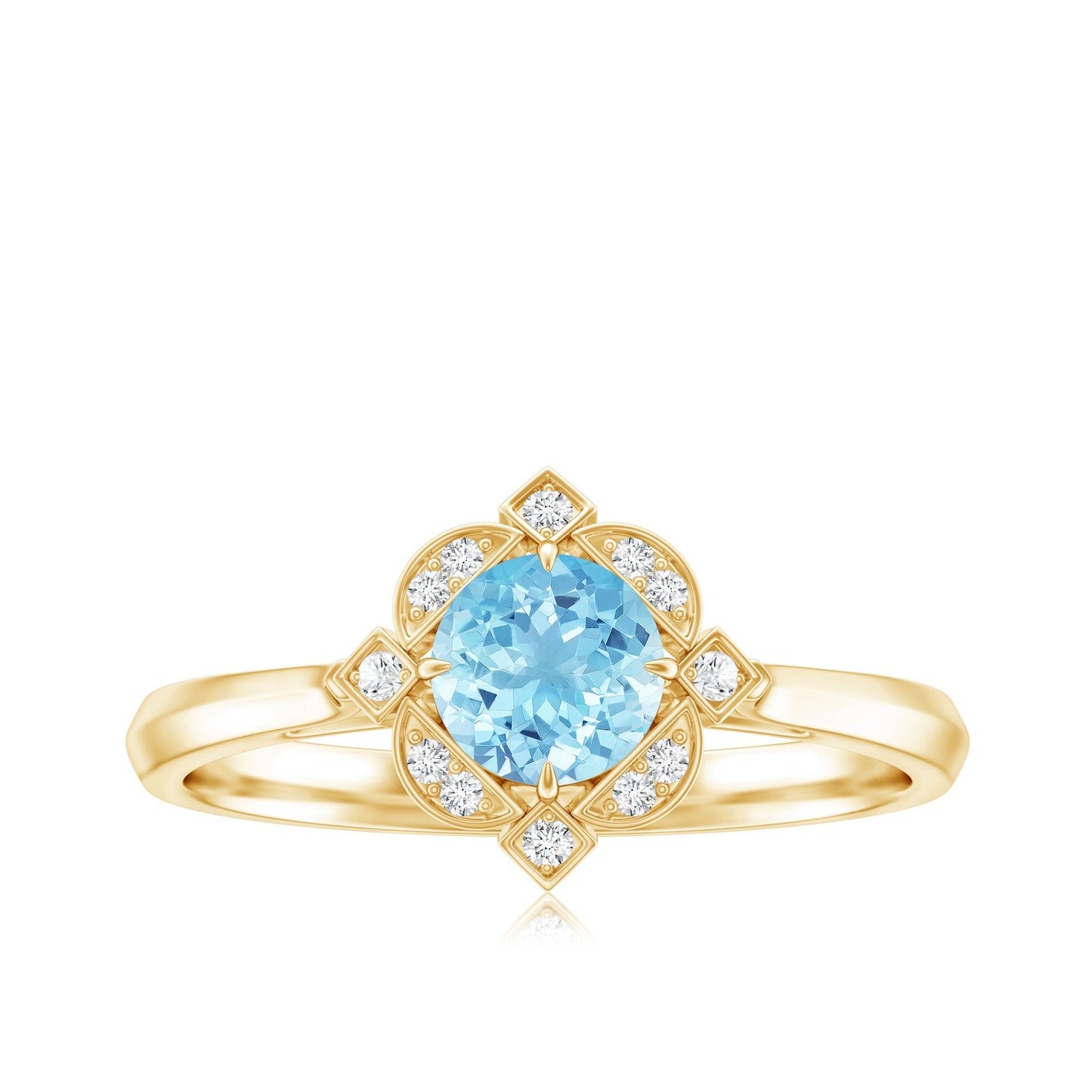 Vintage Inspired Aquamarine and Diamond Engagement Ring with Certificate