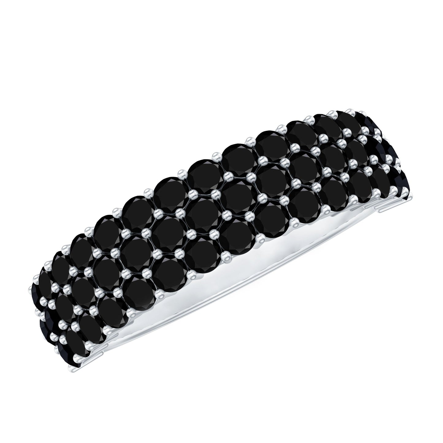 Certified Lab Grown Black Diamond Half Eternity Band Ring for Women