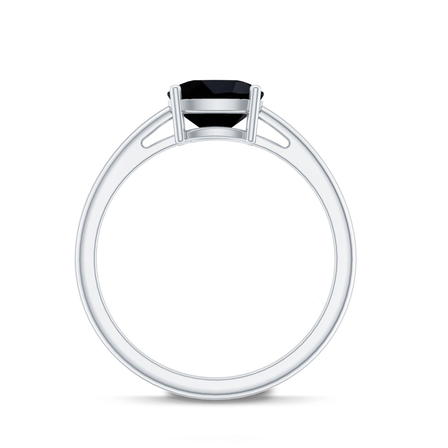 Certified Black Onyx 2 Carat Cushion Cut Engagement Ring