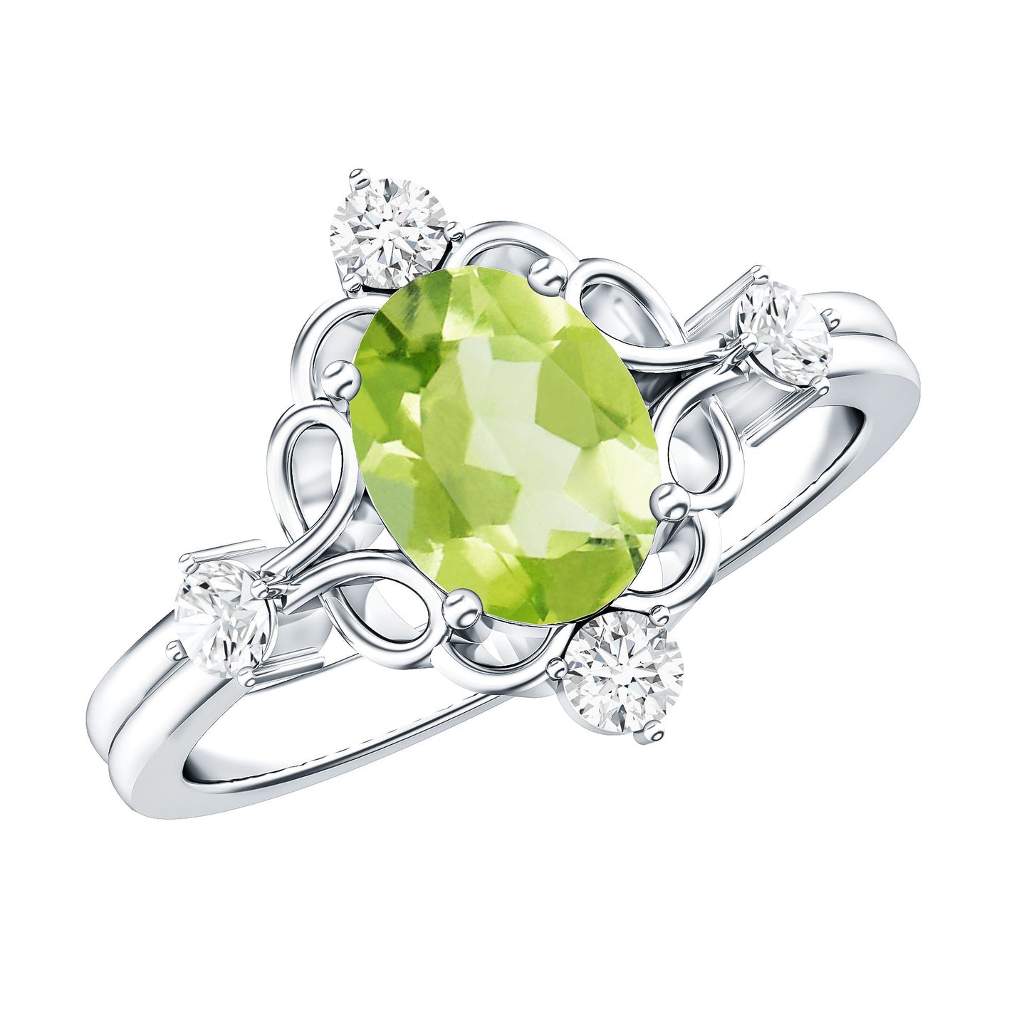 Oval Peridot Cocktail Ring with Diamond