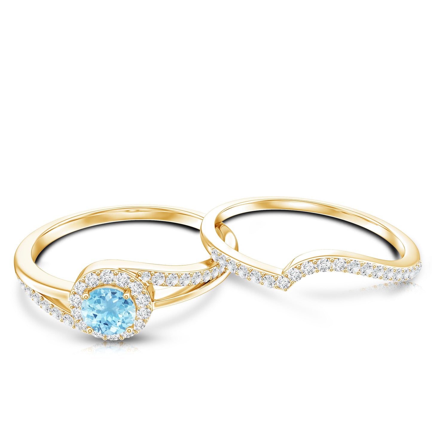Certified Real Aquamarine Engagement Ring with Diamond Enhancer