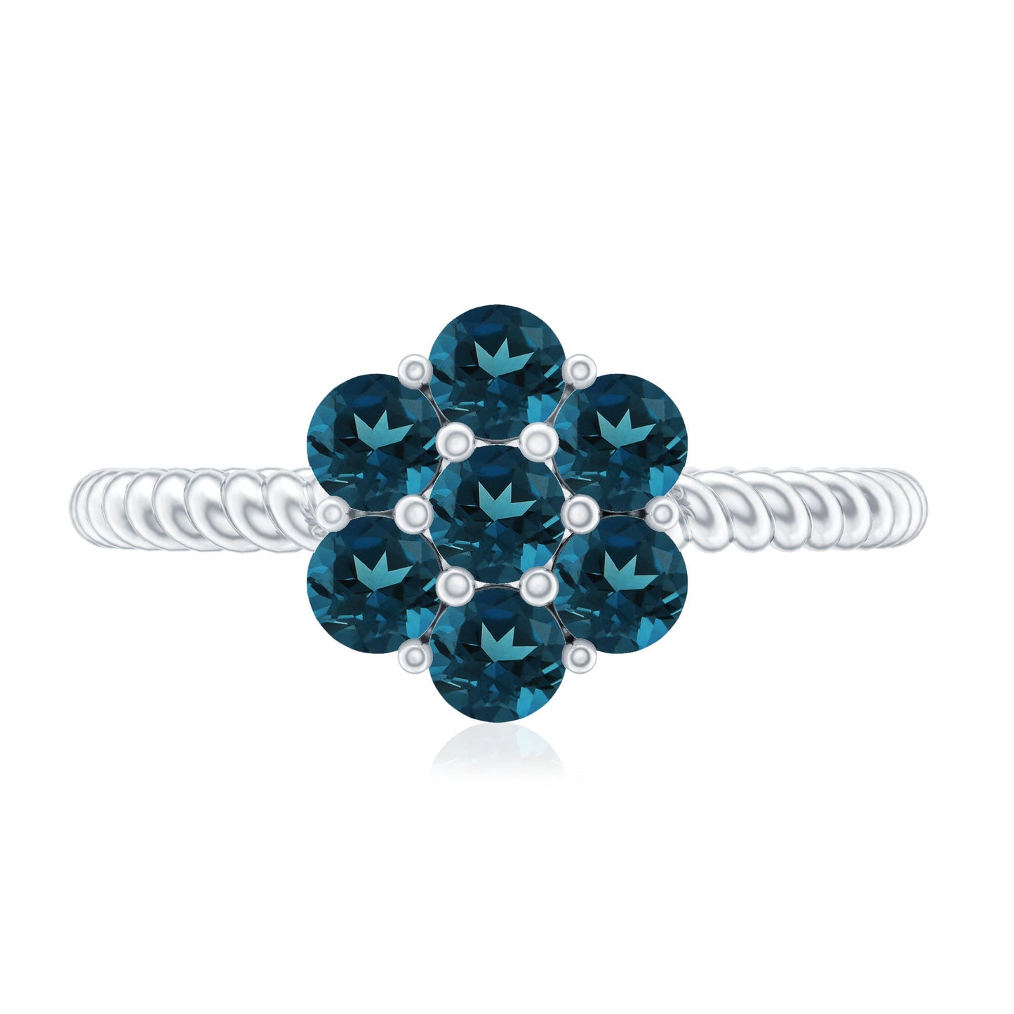 London Blue Topaz Floral Engagement Ring For Women