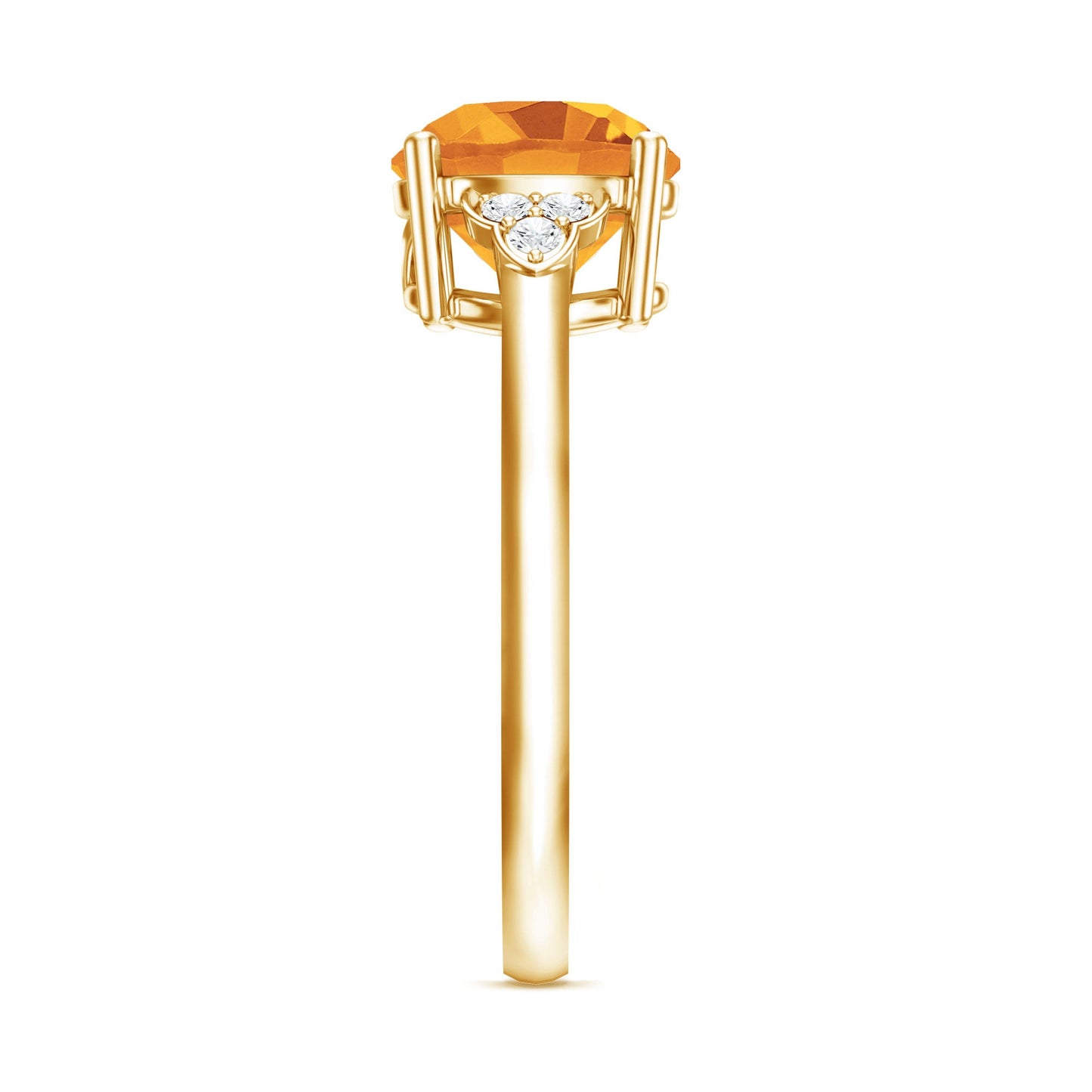 Natural 1.2 Carat Citrine Engagement Ring with Diamond Trio