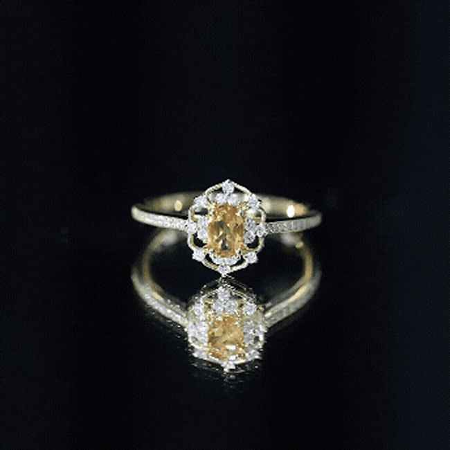 Genuine Citrine Vintage Engagement Ring in Gold Plated Silver