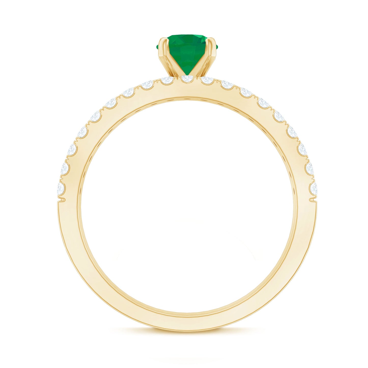 Certified Real Emerald Solitaire Engagement Ring with Diamond Enhancer