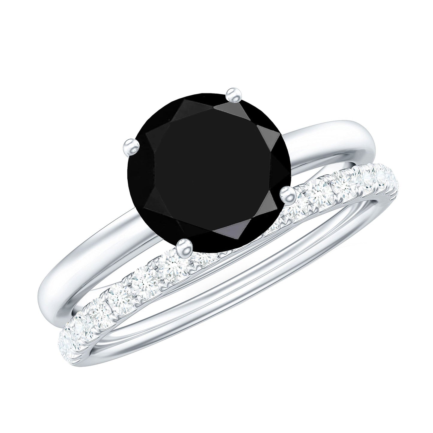 2 Carat Lab Grown Black and White Diamond Engagement Ring with Enhancer