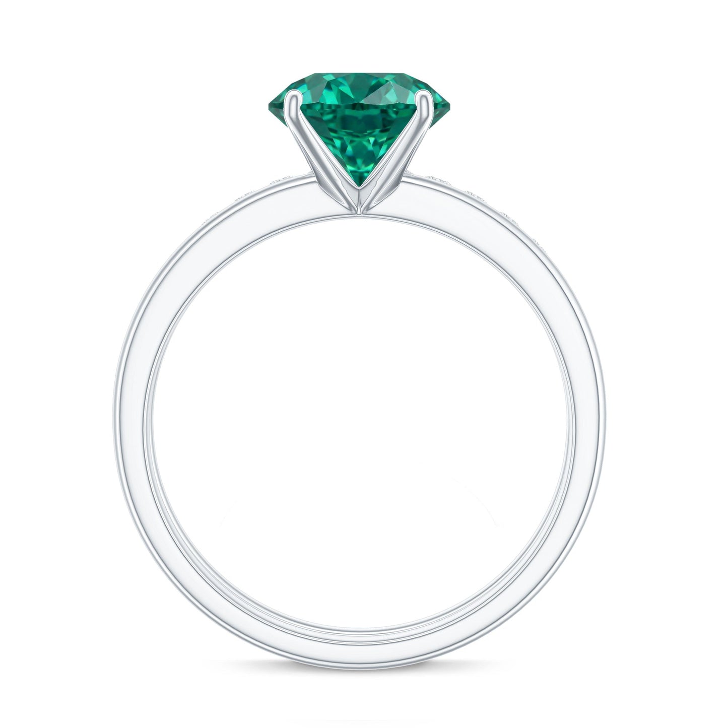 Certified Solitaire Lab Grown Emerald Engagement Ring with Diamond Wedding Band