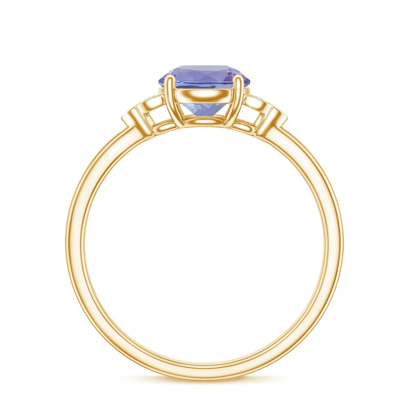 Natural Tanzanite Engagement Ring with Trio of Diamond