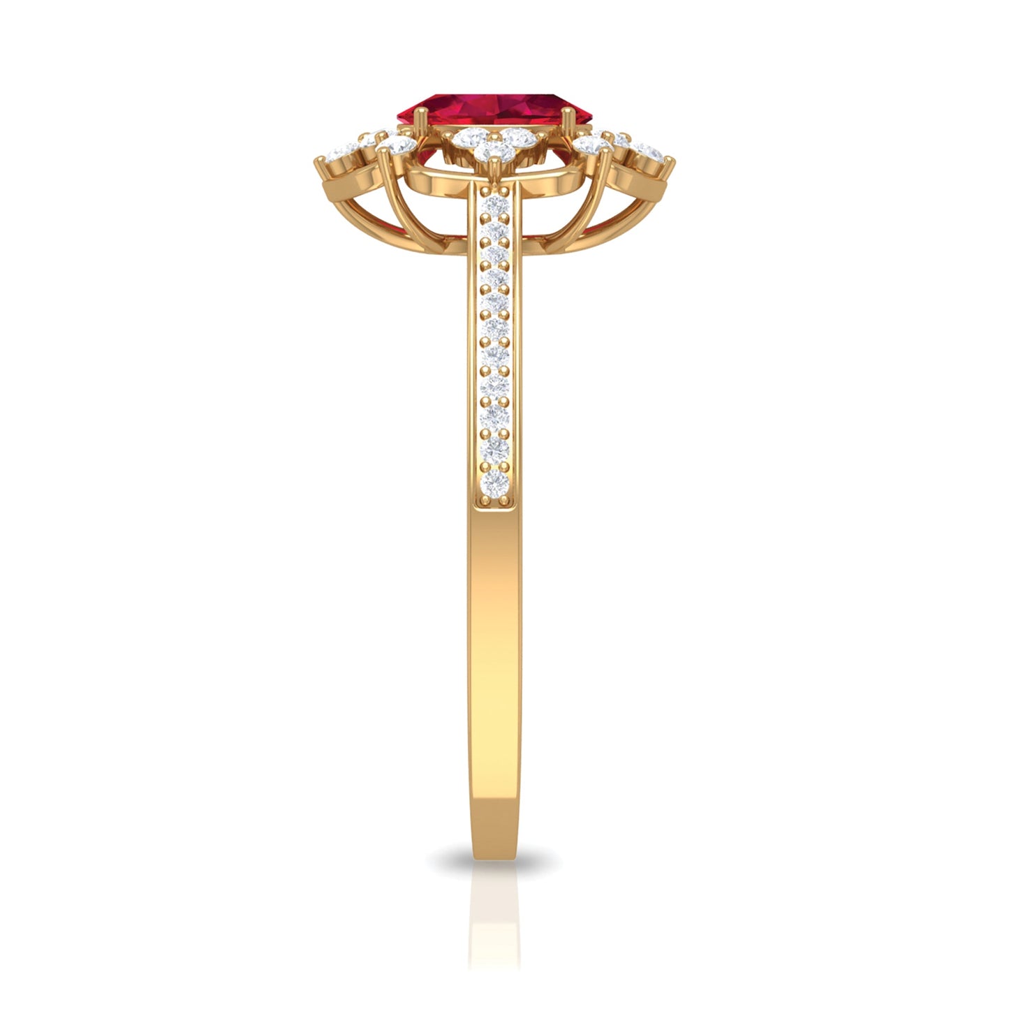 Vintage Style 0.6 Carat Ruby Oval Engagement Ring with Diamond