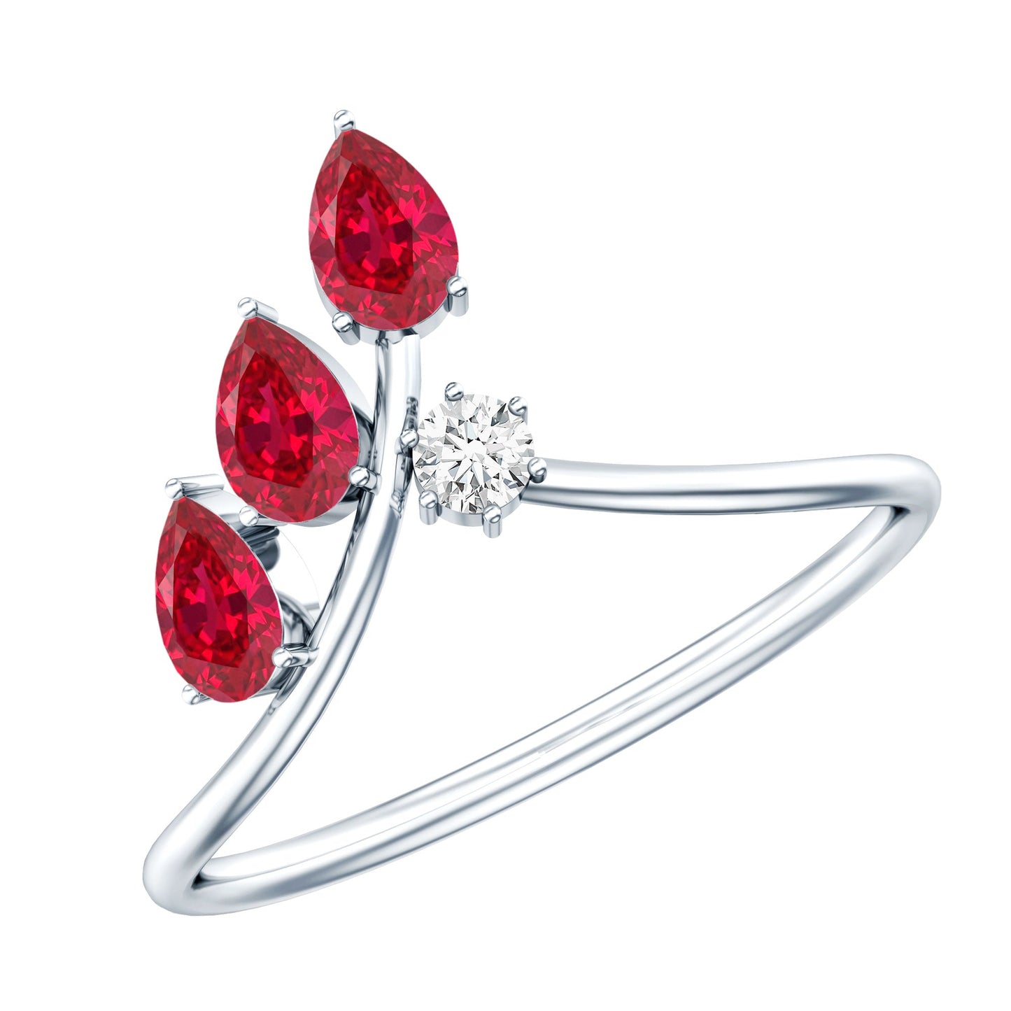 Certified Lab Grown Ruby Ring Guard with Diamond
