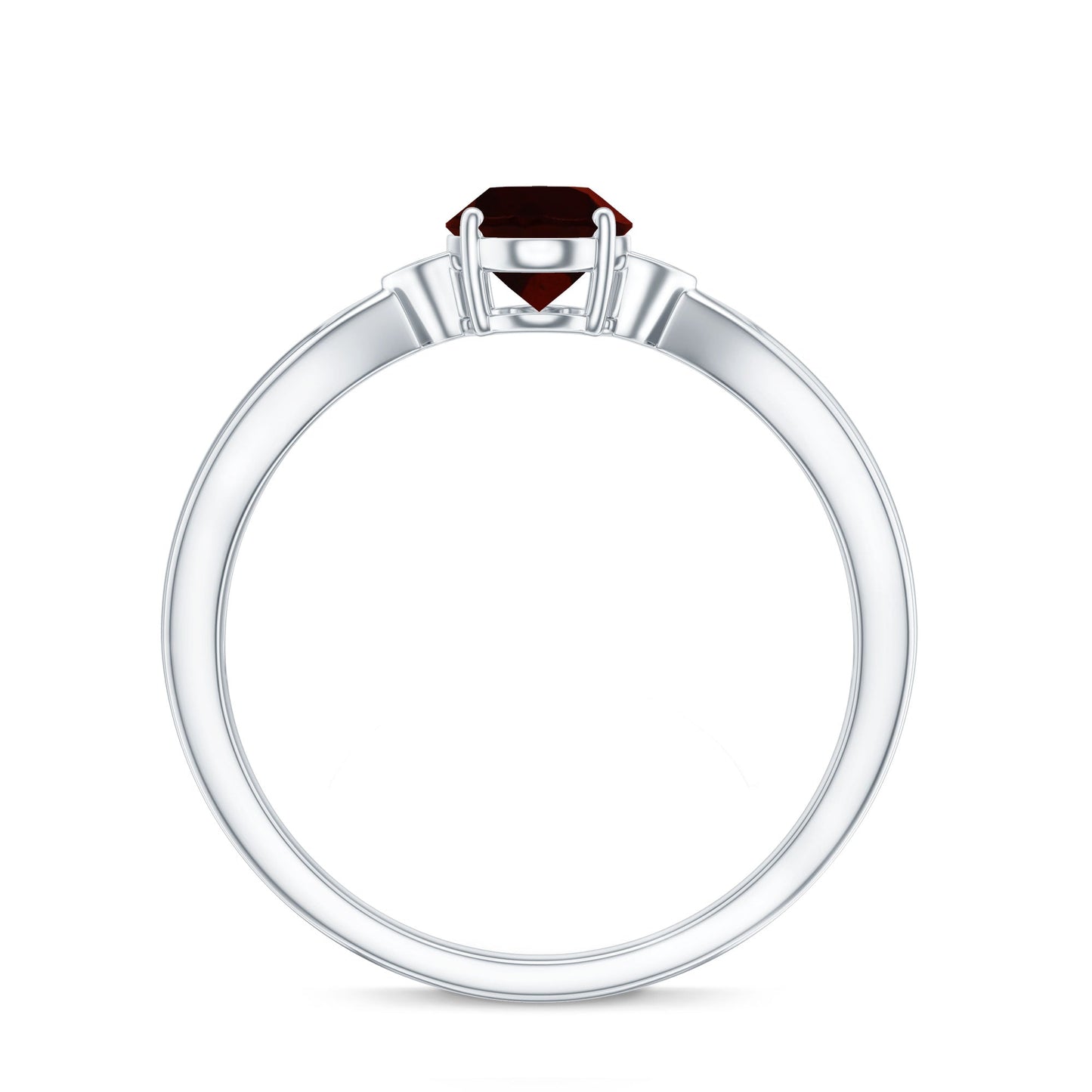 Certified Natural Garnet Diamond Oval Engagement Ring with Pinched Shank
