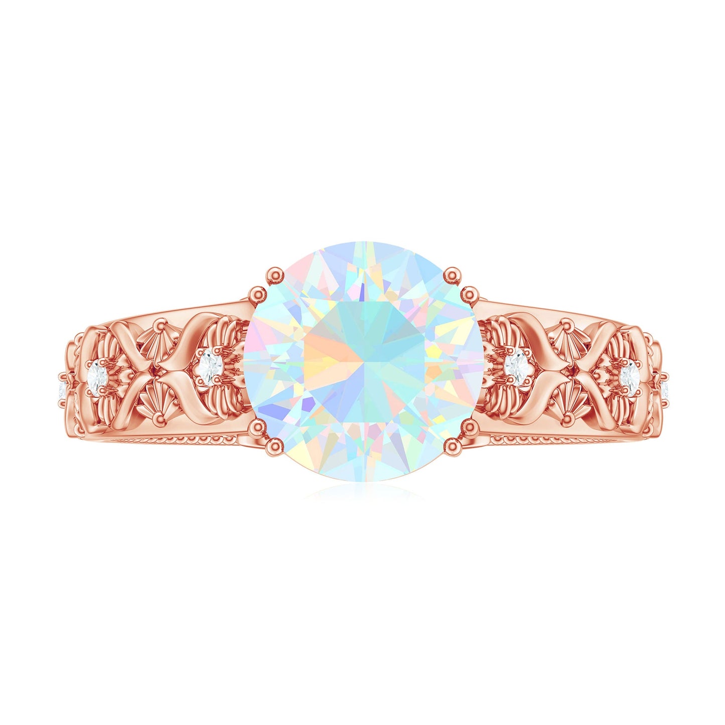 Nature Inspired 2 Carat Ethiopian Opal Engagement Ring with Diamond