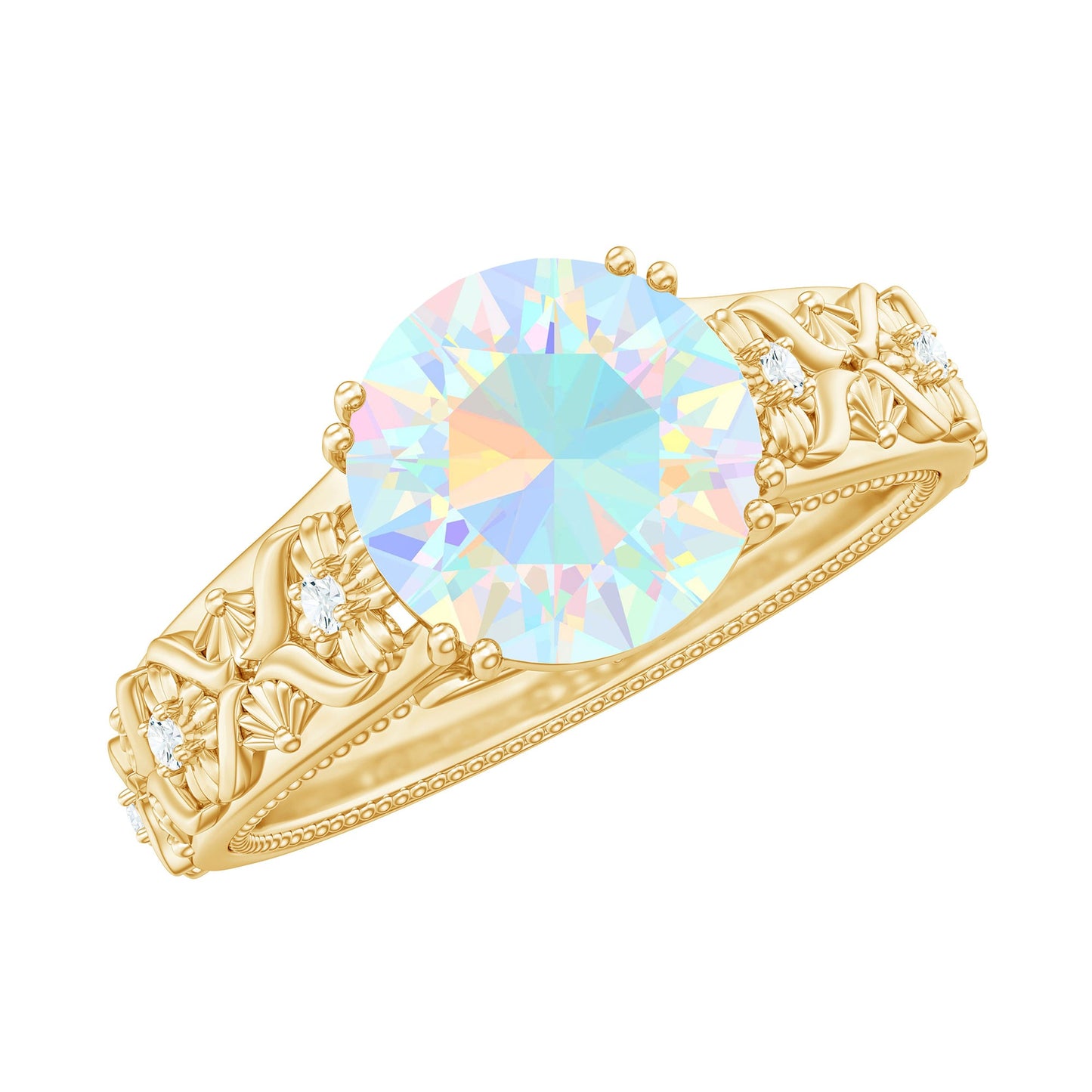 Nature Inspired 2 Carat Ethiopian Opal Engagement Ring with Diamond