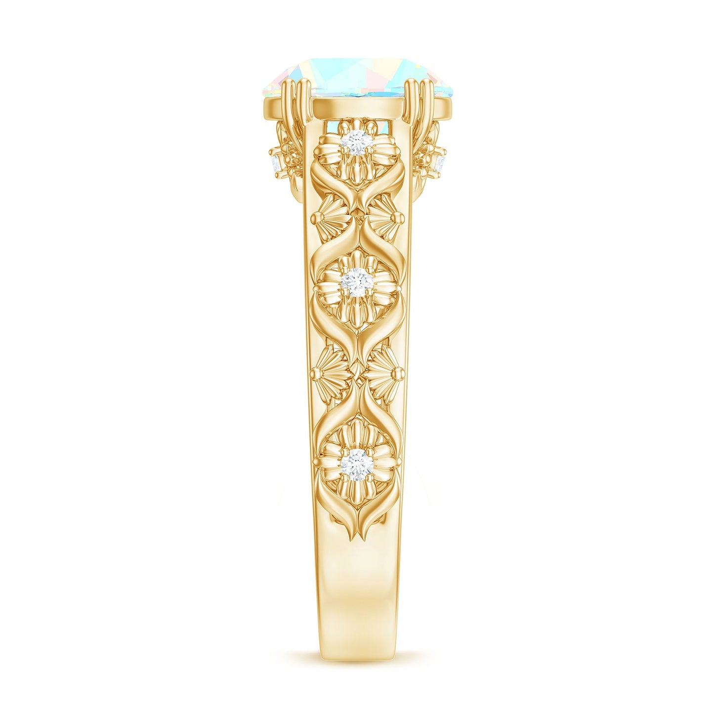 Nature Inspired 2 Carat Ethiopian Opal Engagement Ring with Diamond