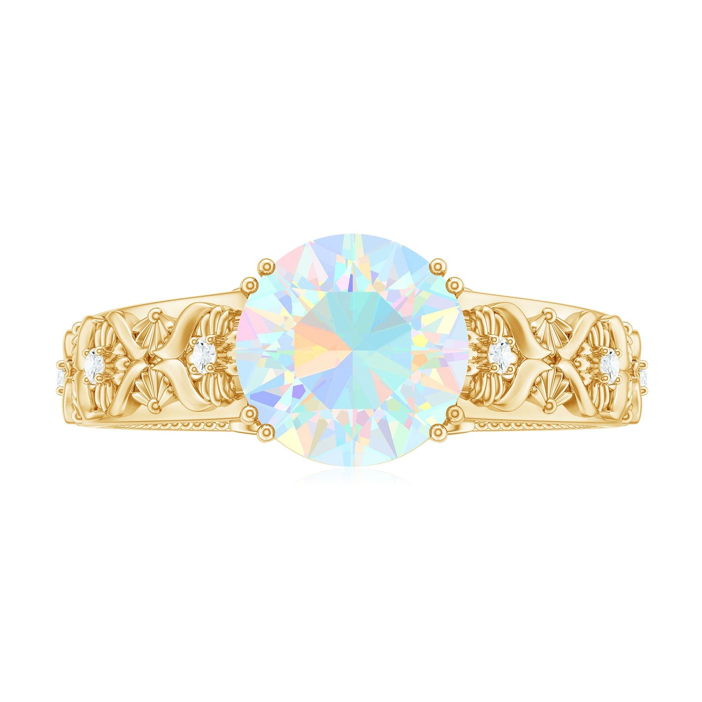 Nature Inspired 2 Carat Ethiopian Opal Engagement Ring with Diamond