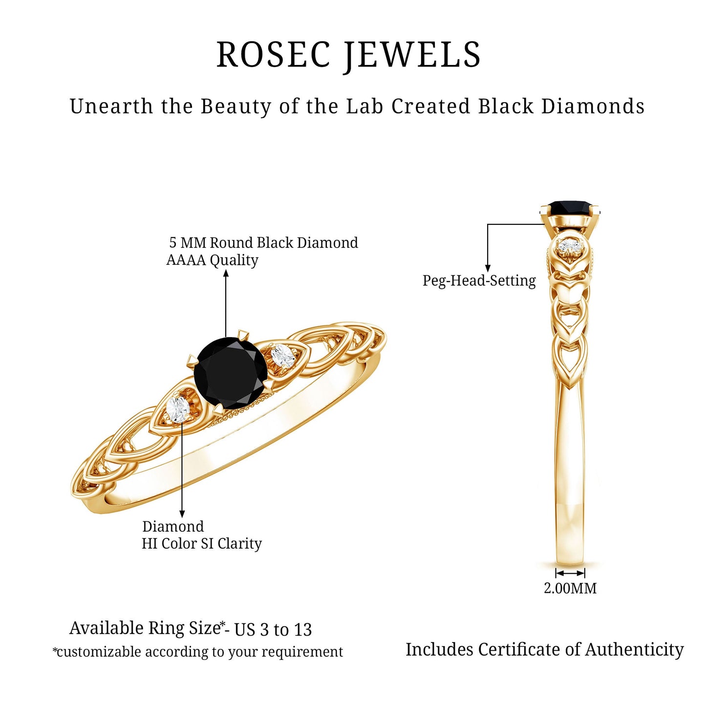 Certified 0.84 Carat Lab Grown Black Diamond Promise Ring with White Diamond