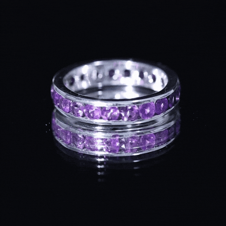 Genuine Amethyst Channel Set Eternity Ring for Women