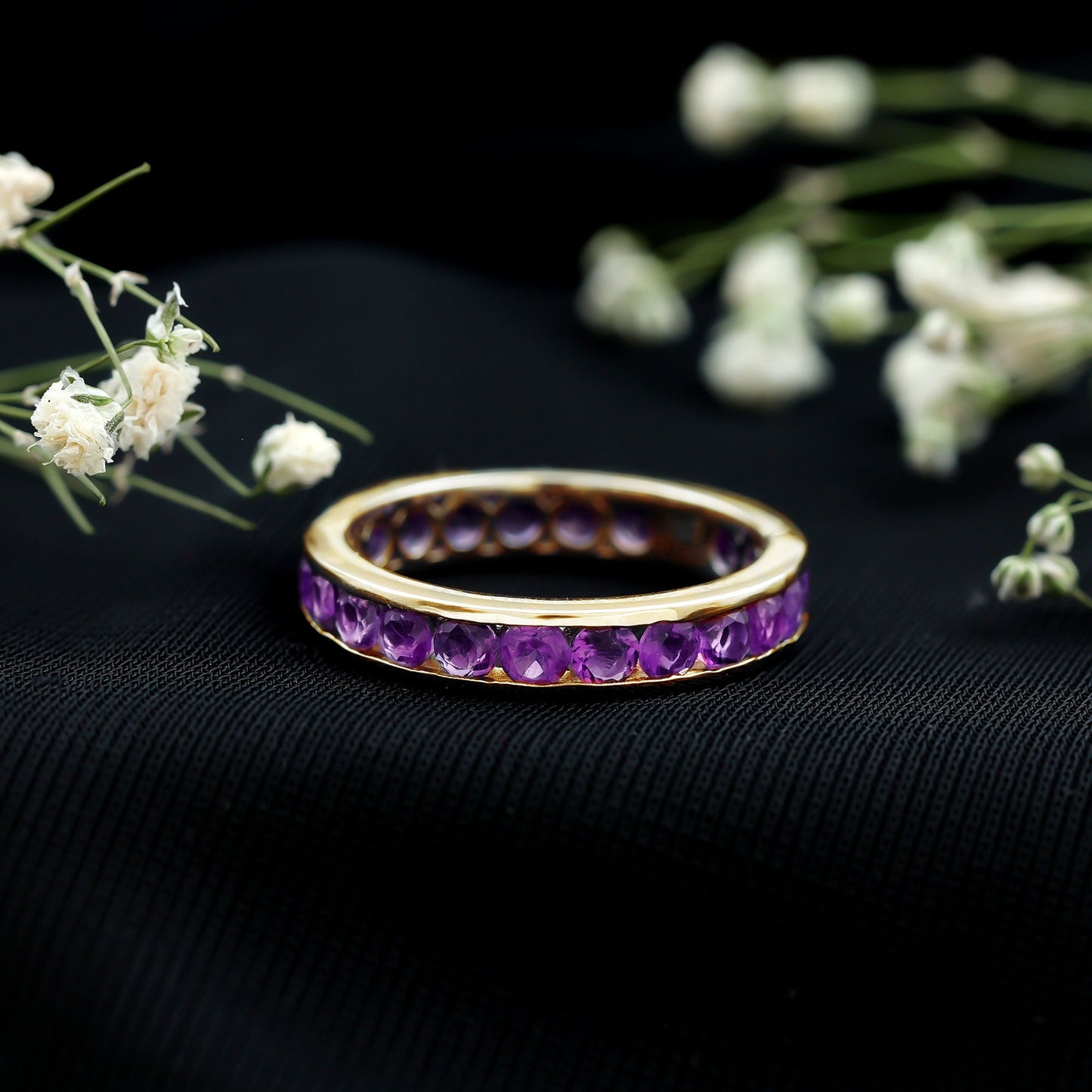 Genuine Amethyst Channel Set Eternity Ring for Women