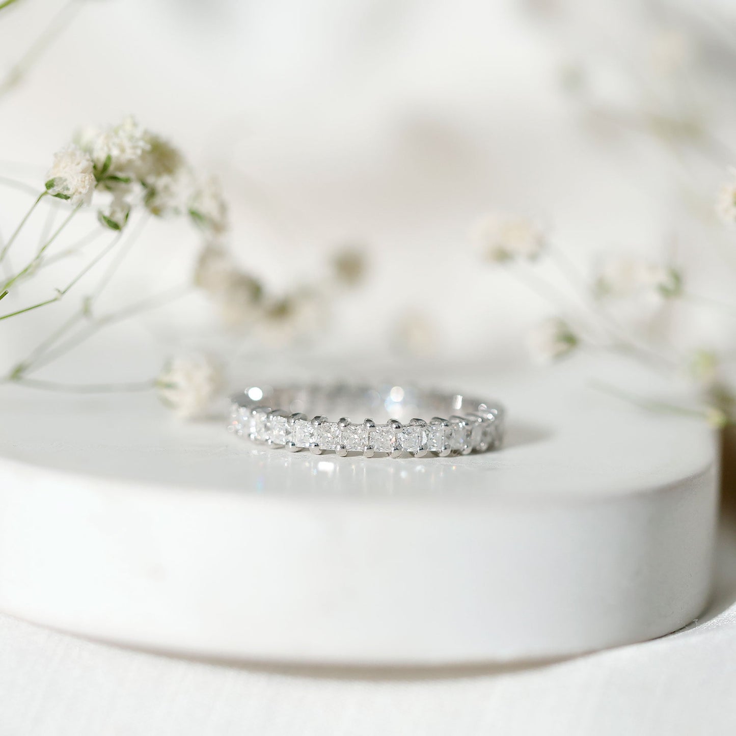 Princess Cut Moissanite Stackable Eternity Band Ring