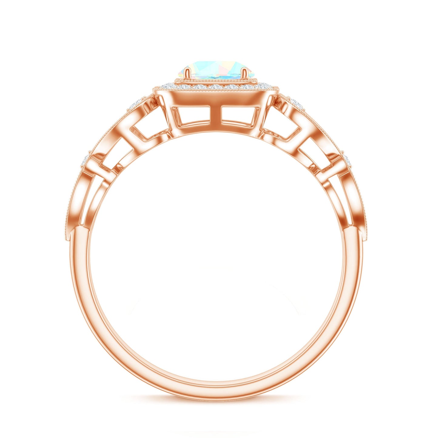 Certified Real Ethiopian Opal Retro Engagement Ring with Diamond