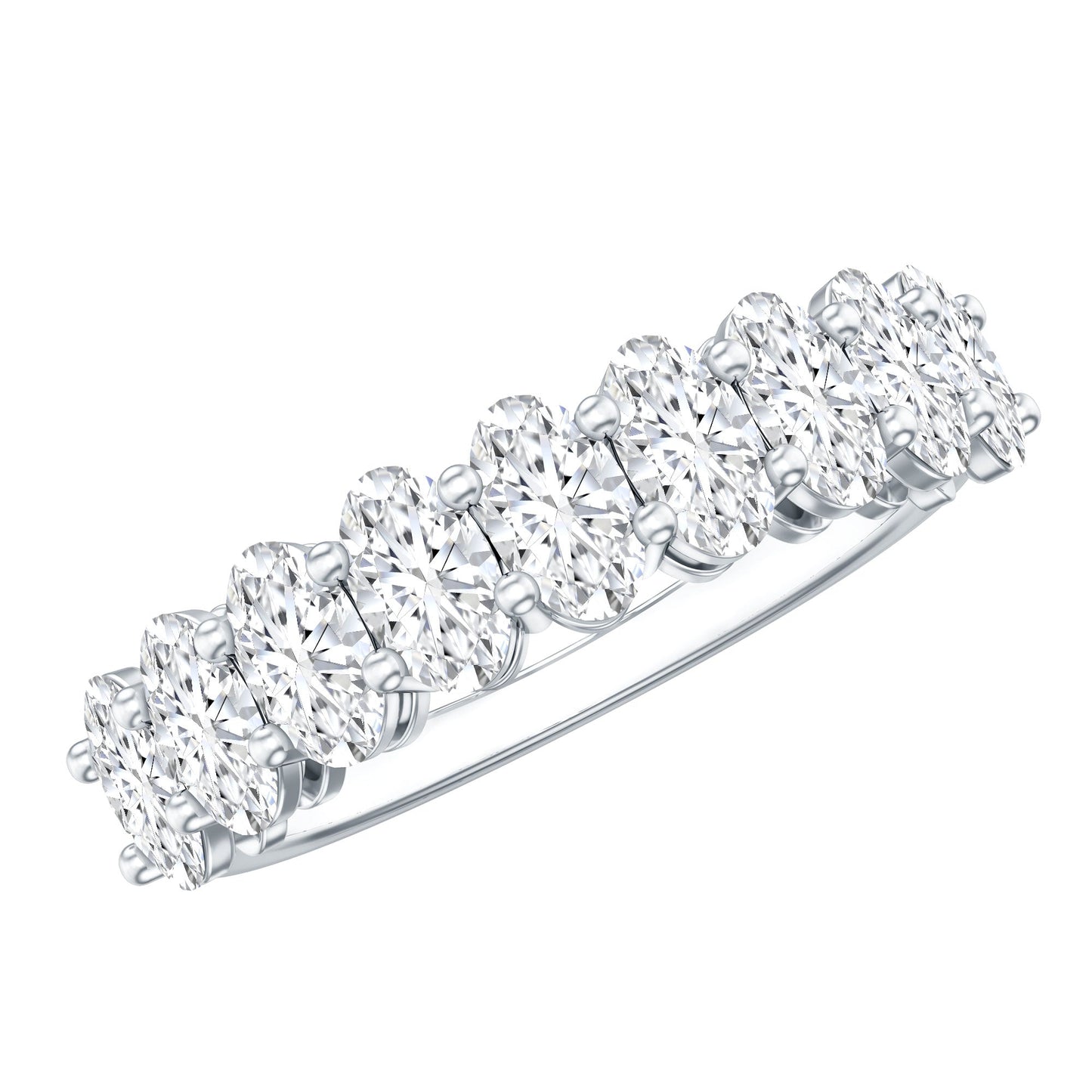Oval Moissanite Half Eternity Wedding Band Ring