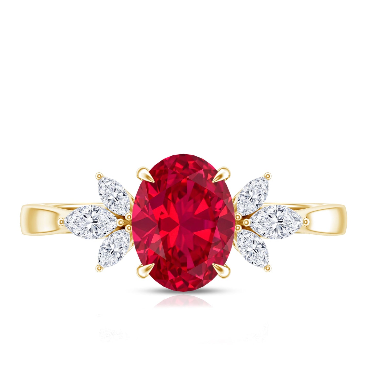 1.5 Carat Lab Created Ruby Oval Engagement Ring with Diamonds