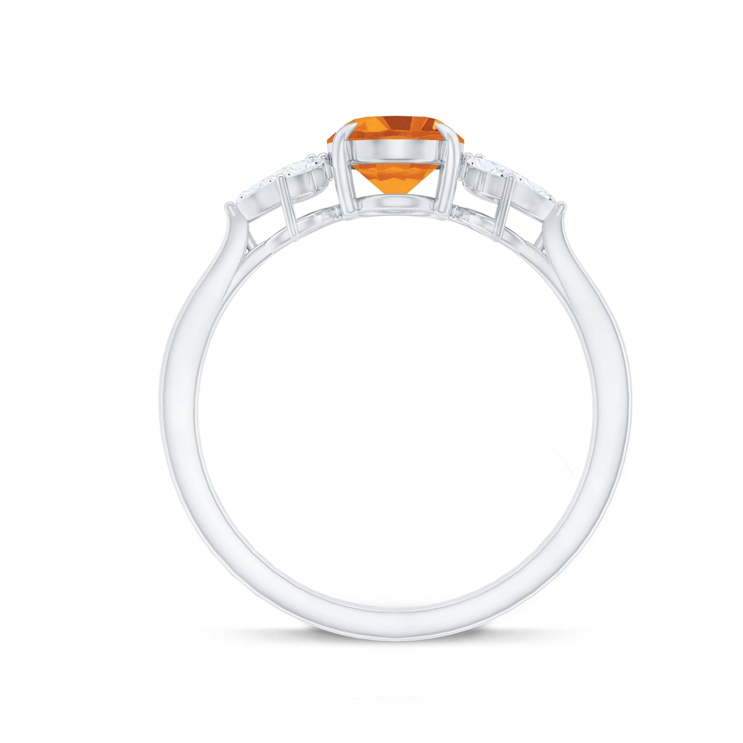 Certified Real 1 Carat Citrine Oval Engagement Ring with Diamond Trio