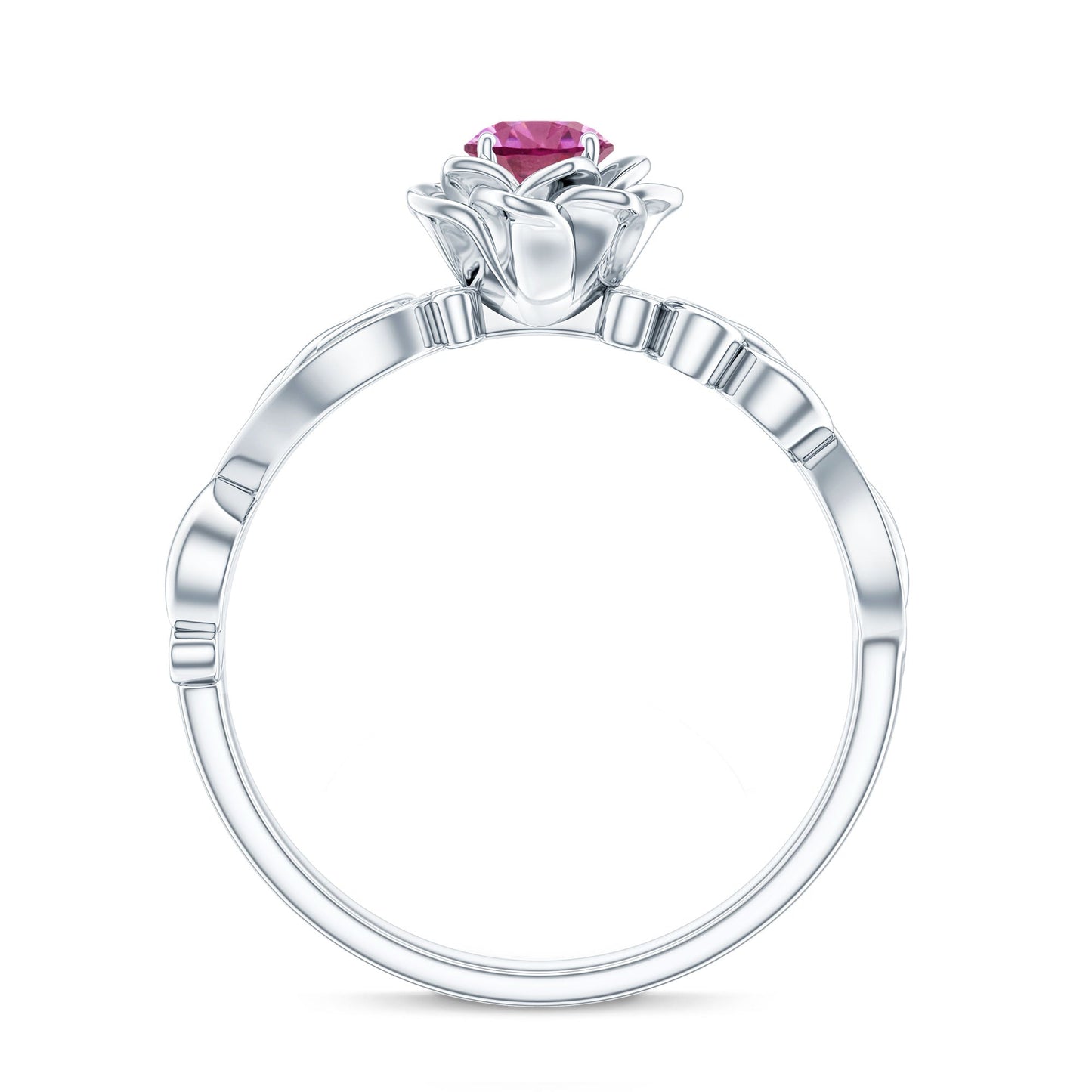 Nature Inspired Pink Tourmaline and Diamond Engagement Ring