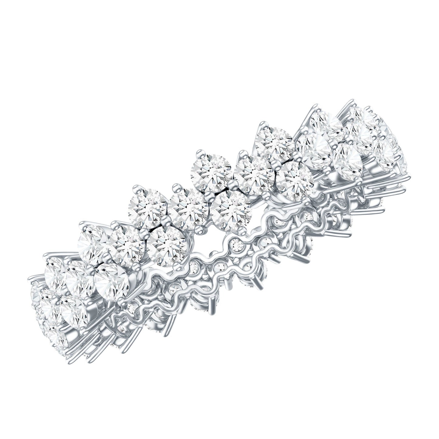 Cluster Wedding Band for Women with Moissanite
