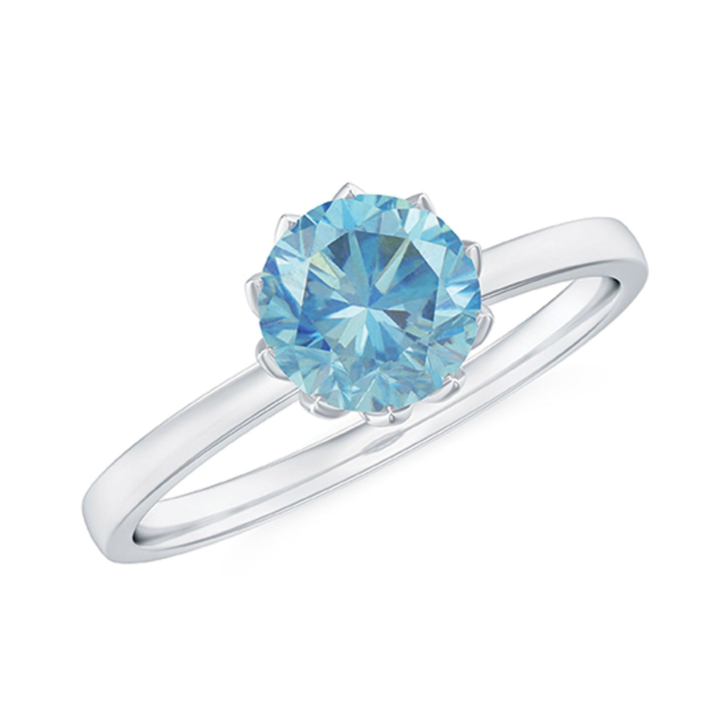 0.8 Carat Round Cut Aquamarine Solitaire Engagement Ring