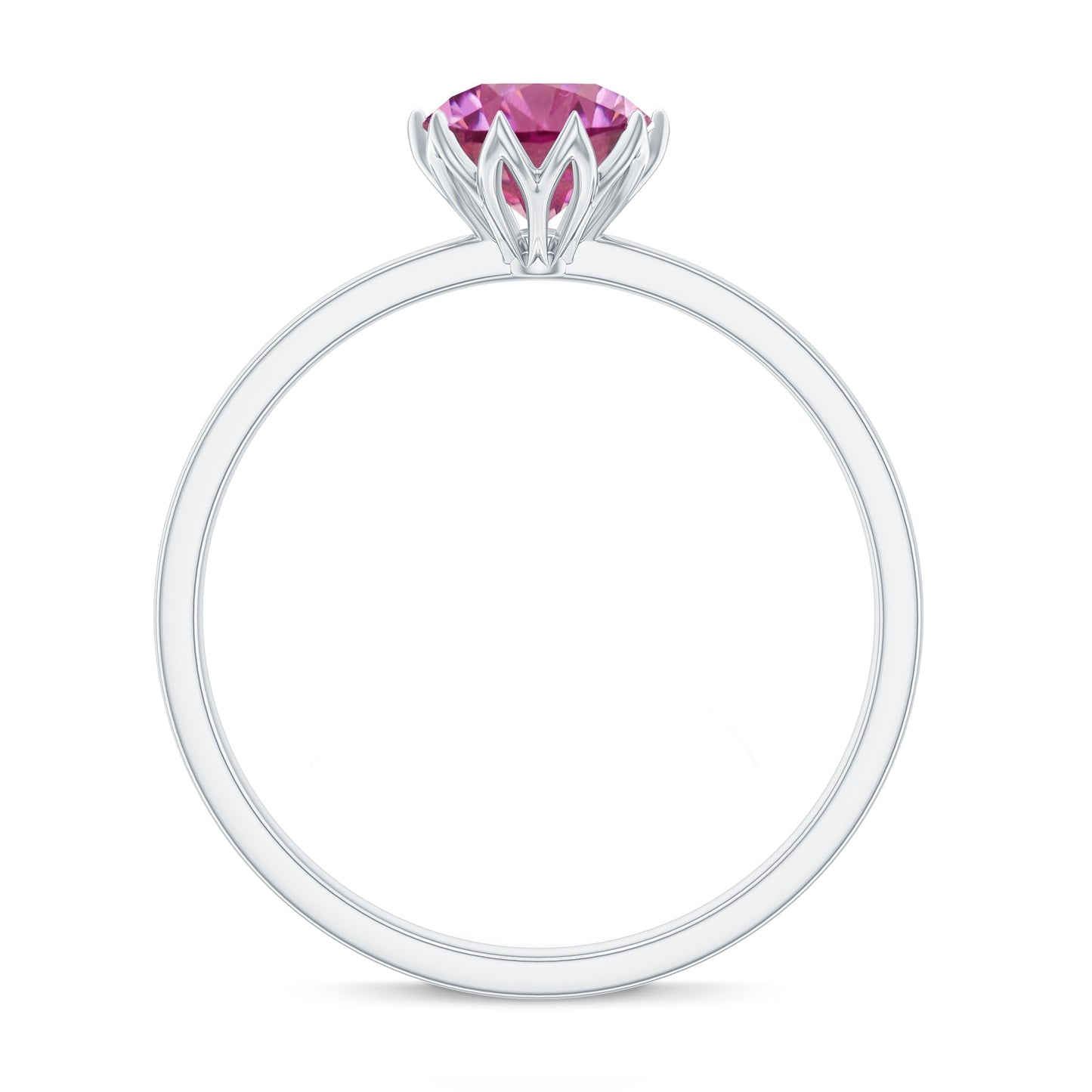1.2 Carat Natural Pink Tourmaline Solitaire Ring in Lotus Basket Setting