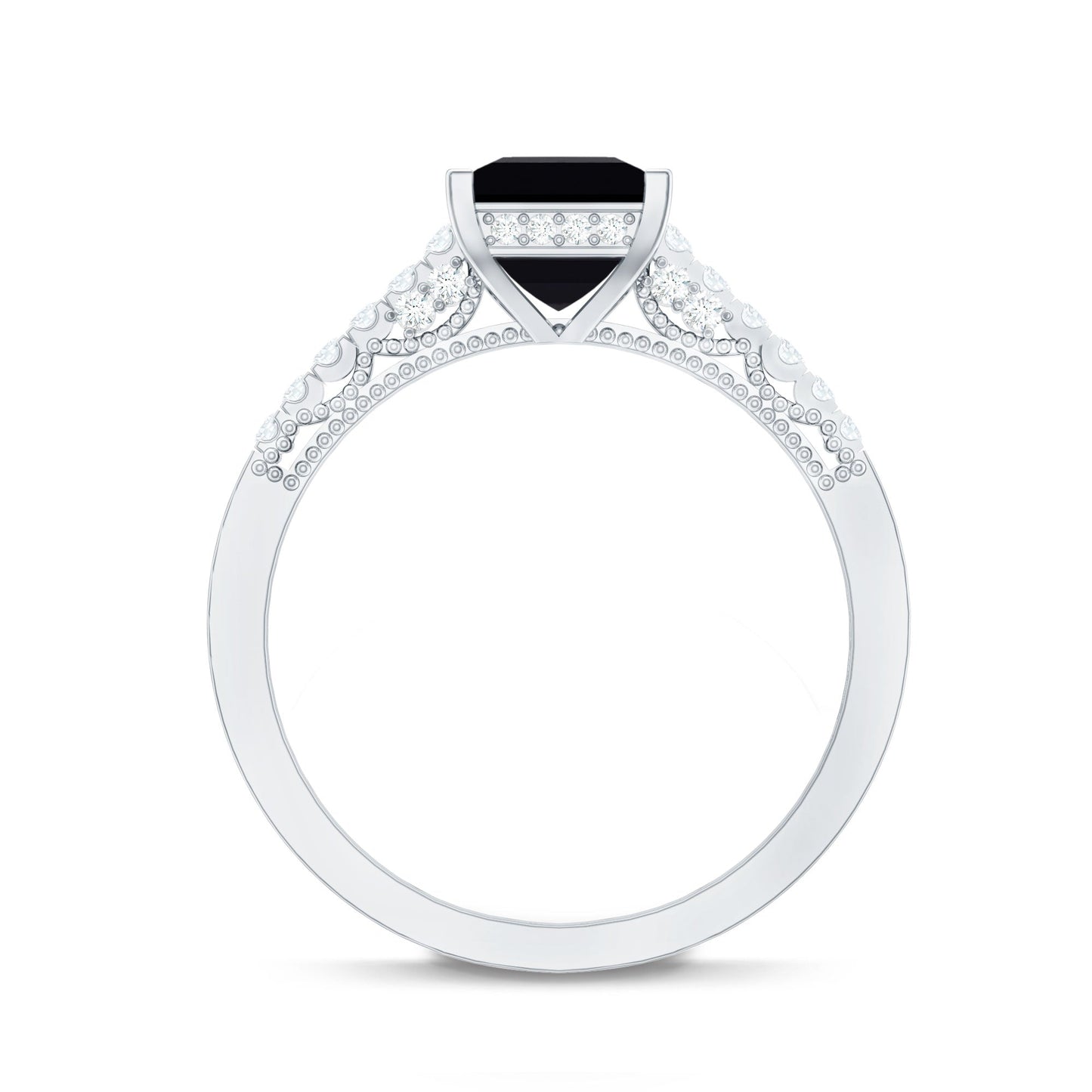 Vintage Inspired 1 Carat Lab Created Black and White Diamond Engagement Ring