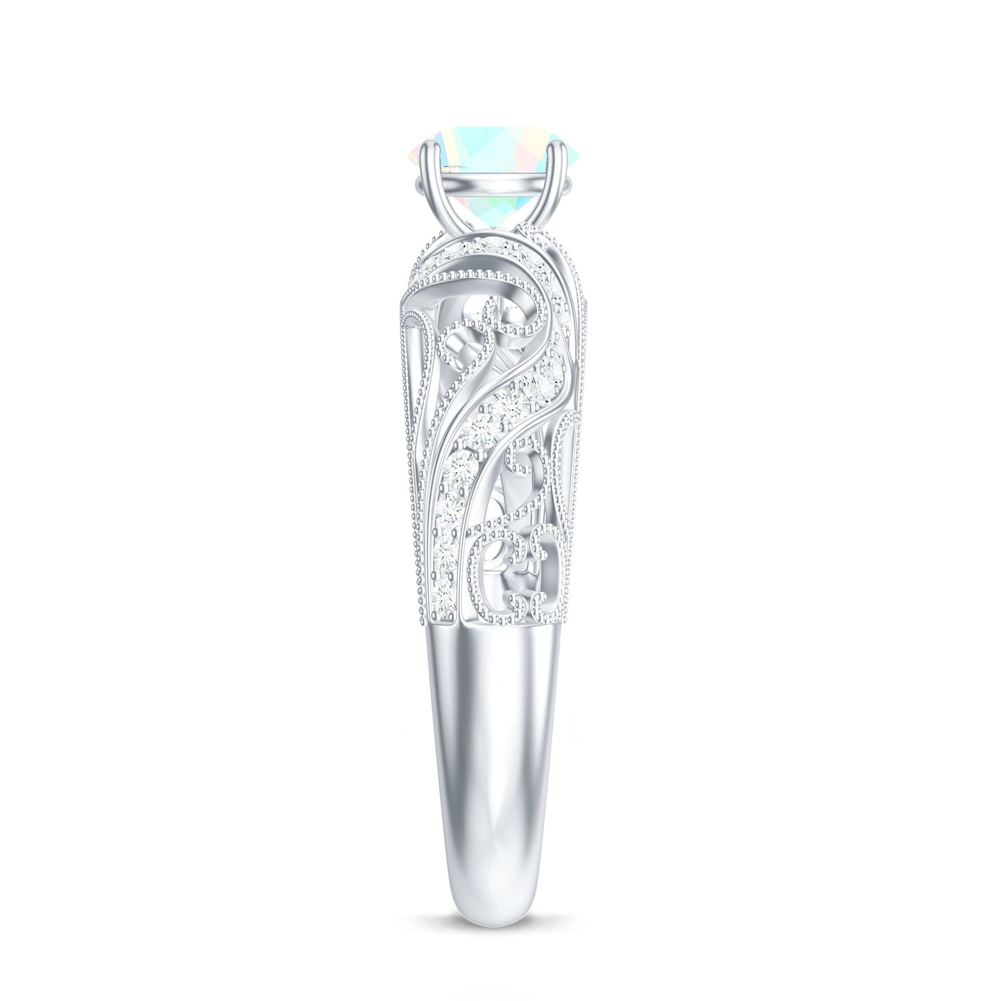 Natural Ethiopian Opal Diamond Vintage Looking Engagement Ring with Certificate
