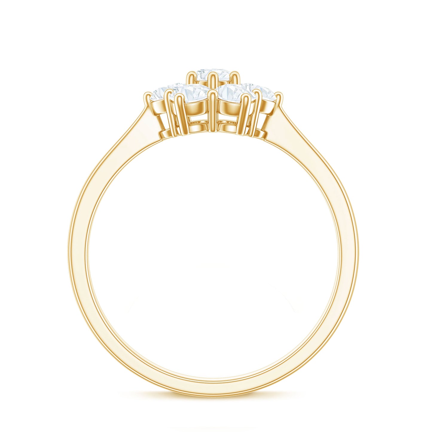 Round Shape Moissanite Cluster Flower Engagement Ring