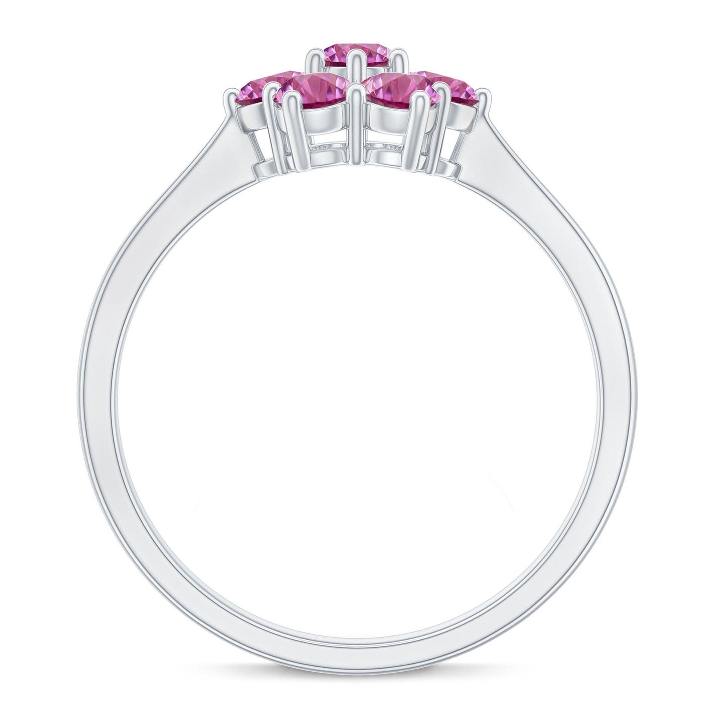 Round Shape Pink Tourmaline Flower Engagement Ring