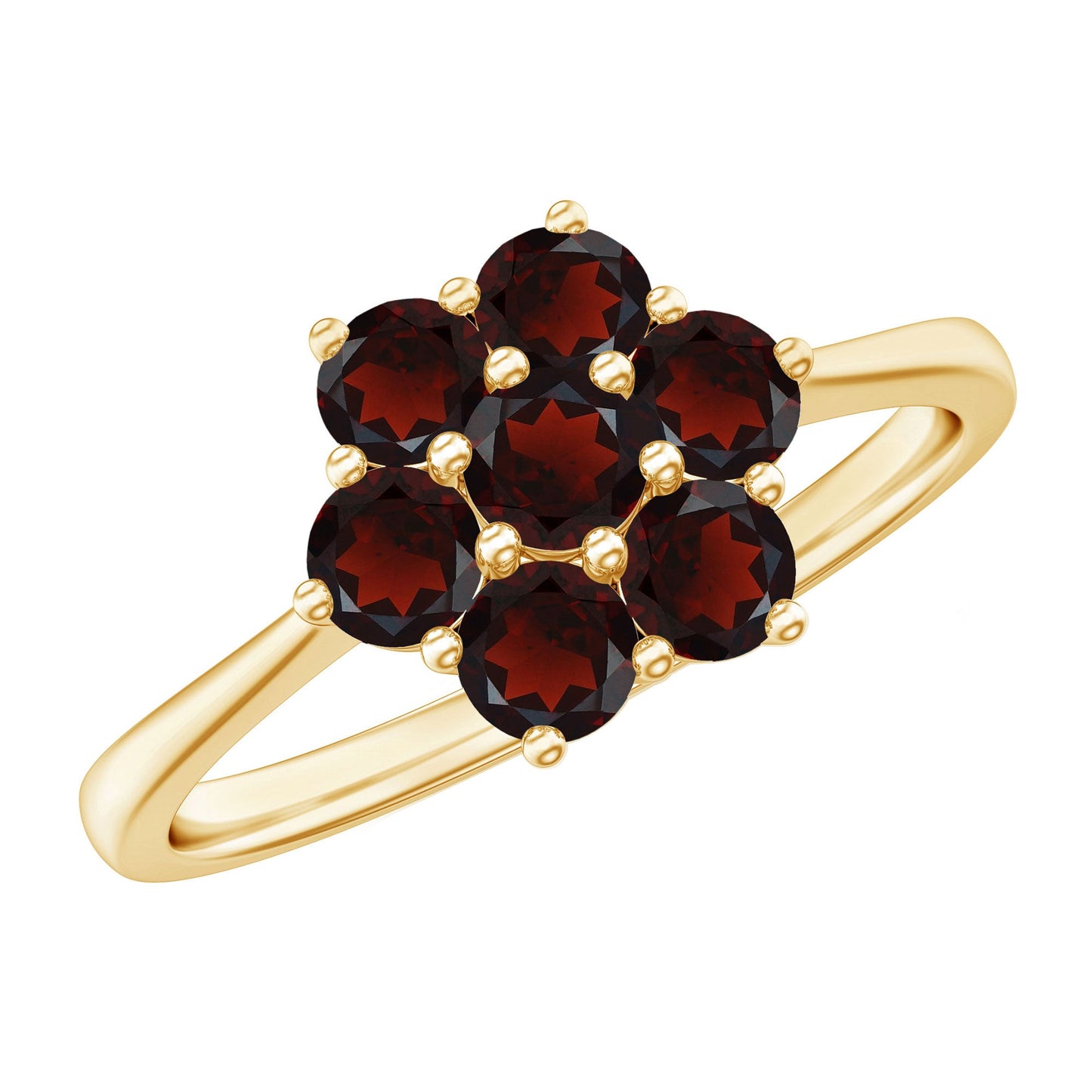 Natural Garnet Flower Cluster Engagement Ring