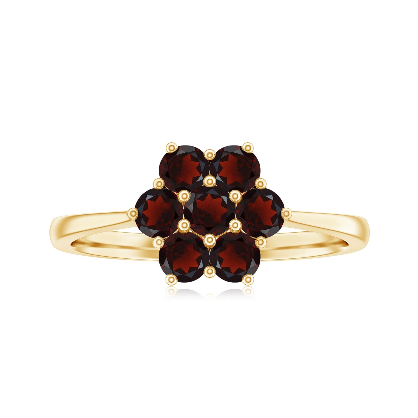 Natural Garnet Flower Cluster Engagement Ring