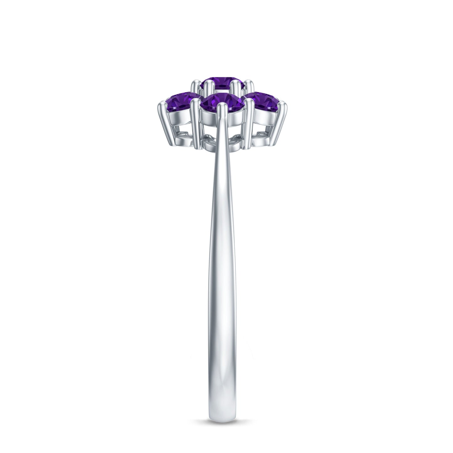 Round Shape Amethyst Cluster Flower Ring for Women