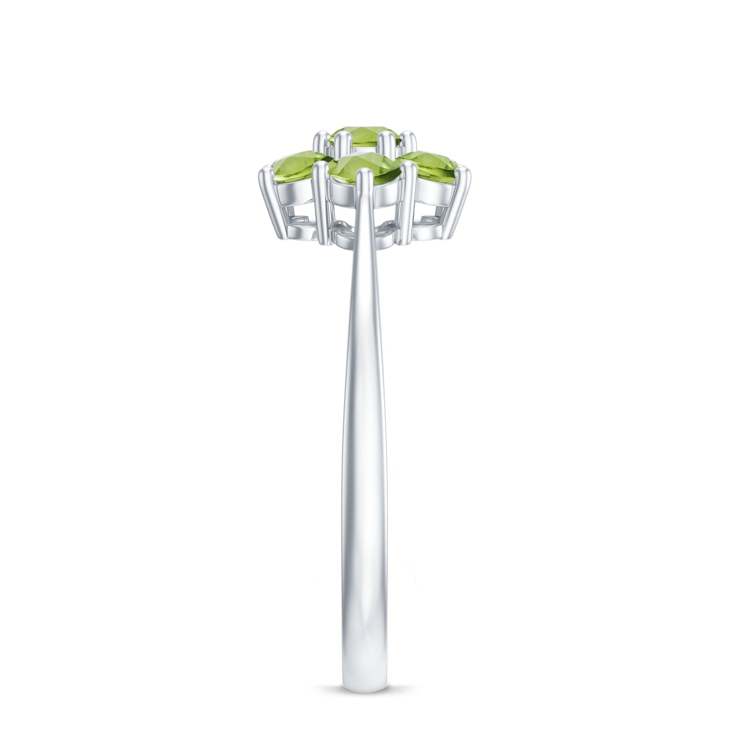 Natural Peridot Flower Cluster Engagement Ring